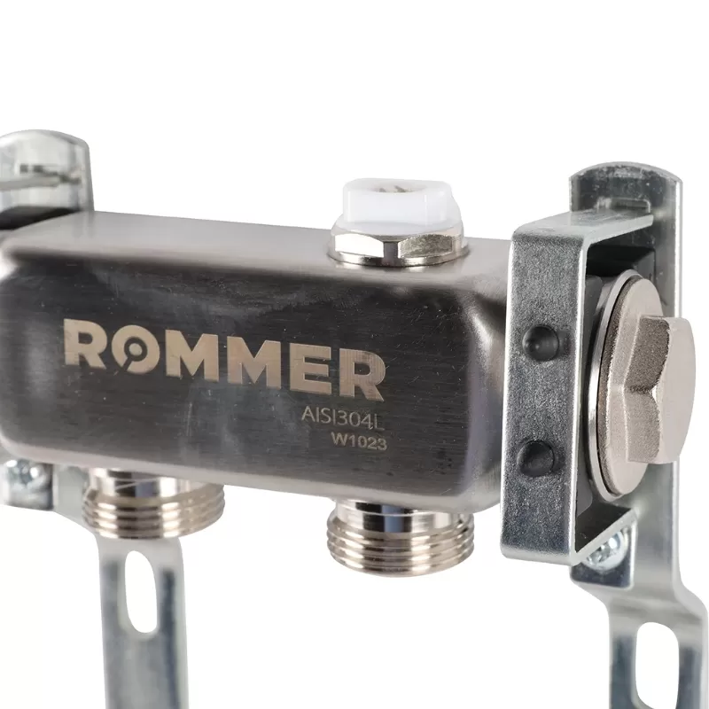 Коллектор Rommer 1"x3/4" на 2 контура для радиаторной разводки (нерж. сталь) (RMS-4401-000002)