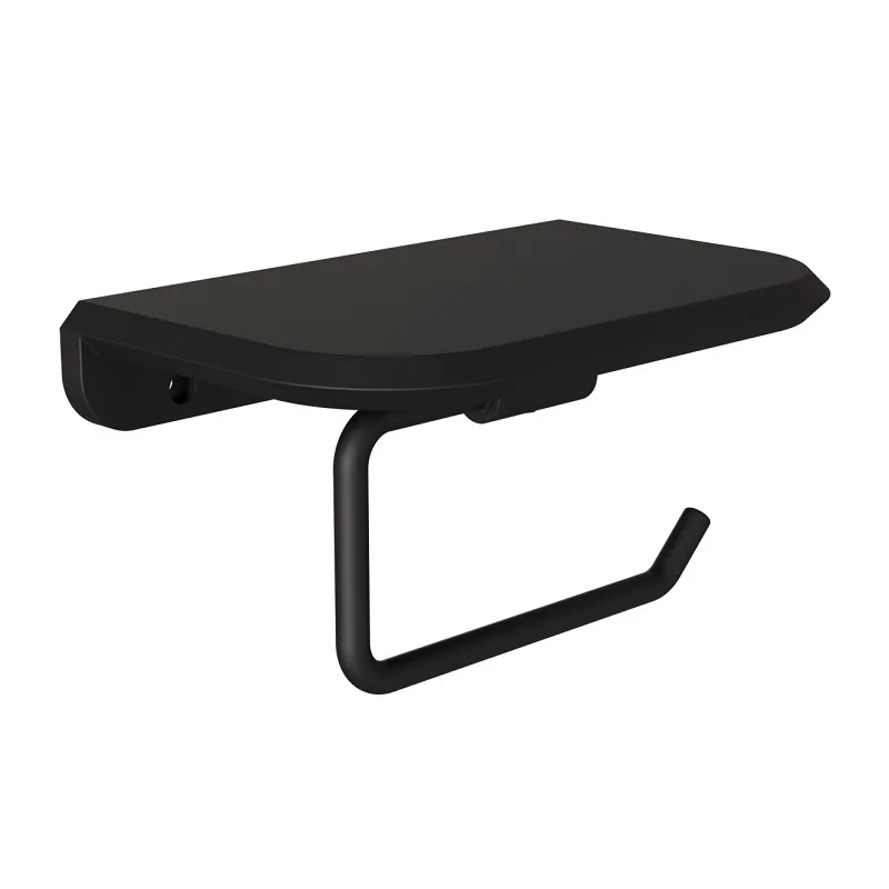 Держатель для туалетной бумаги с полочкой Knotlor PH103BL, черный