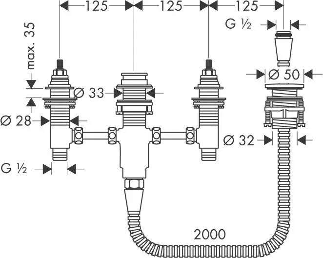 Скрытая часть Hansgrohe смесителя для ванны (4 отверстия) (13244180)