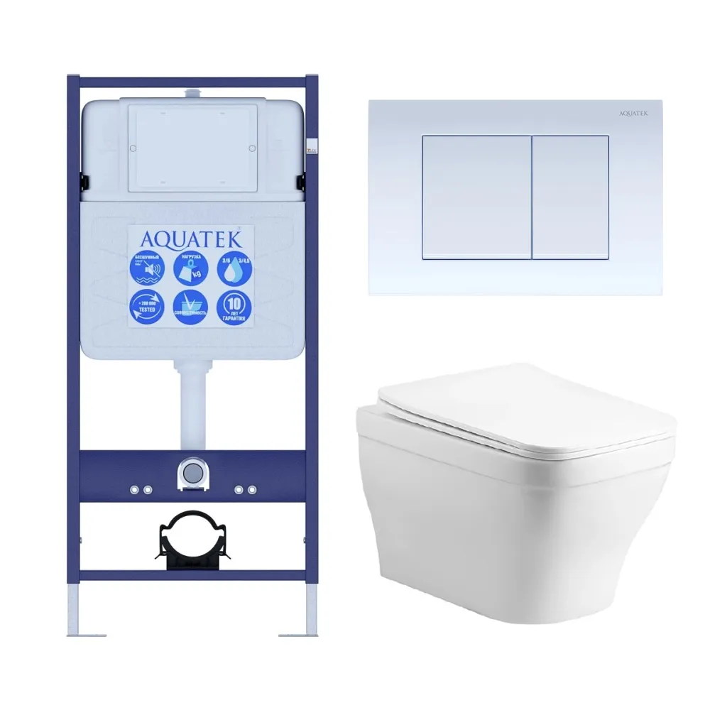Set AQUATEK АМАДЕО cm (рама AQUATEK Standard INS-0000012 с звукоиз.прокладкой+крепеж KKI-0000002+кнопкаKDI-0000009+унитаз АМАДЕО AQ1180-00 с крышкой
