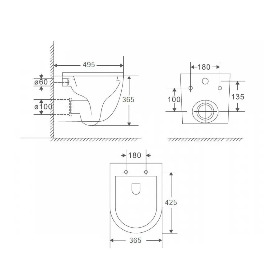 Унитаз подвесной Maretti Elena безободковый с микролифтом, EA10PBM61-560, черный