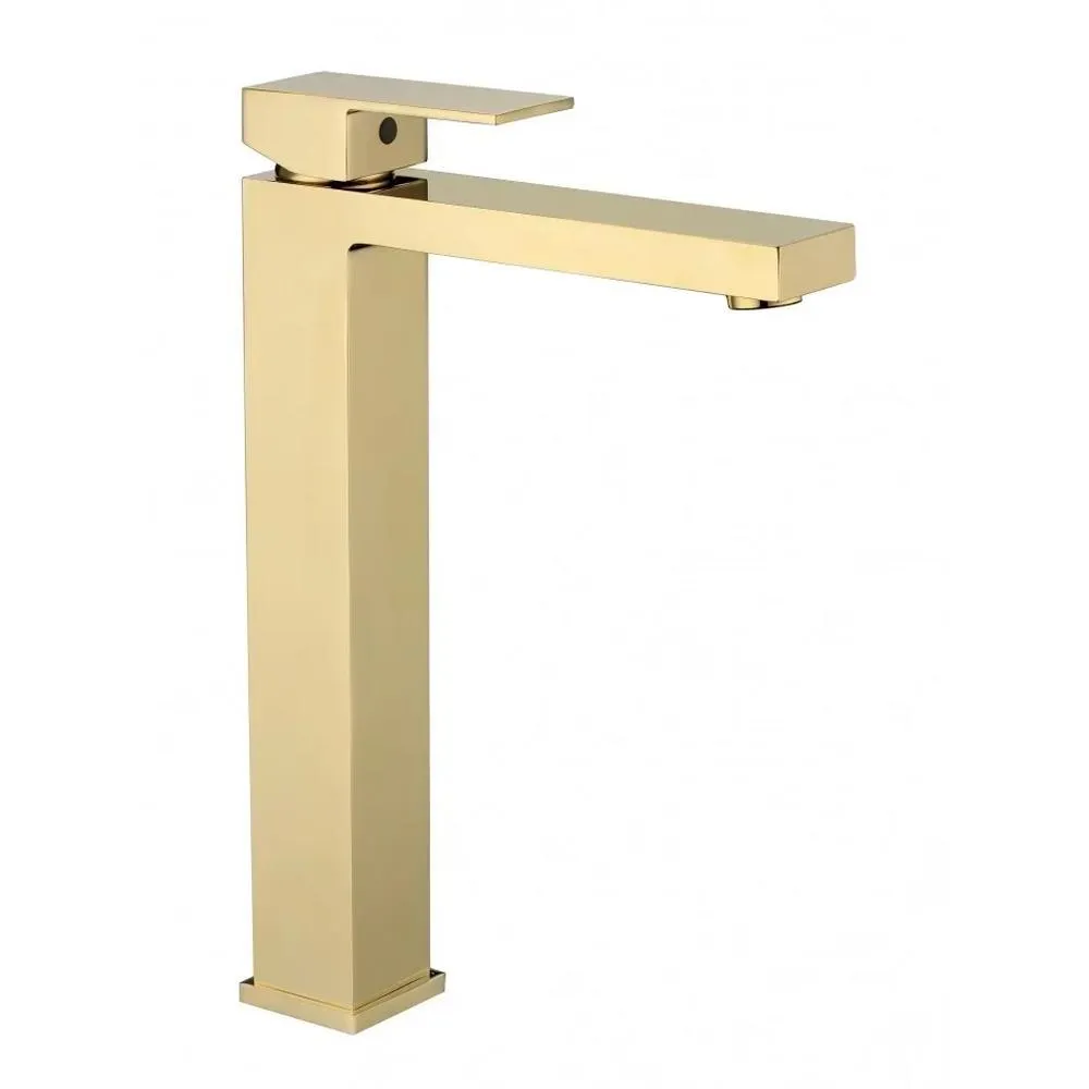 Смеситель для раковины высокий Grocenberg GB3008GO, золото