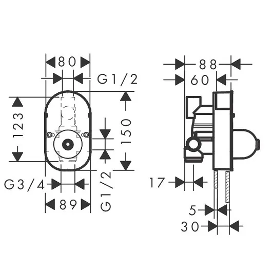 72459000S Set HG Rebris E смеситель для ванны встройка (72459000+31741180)