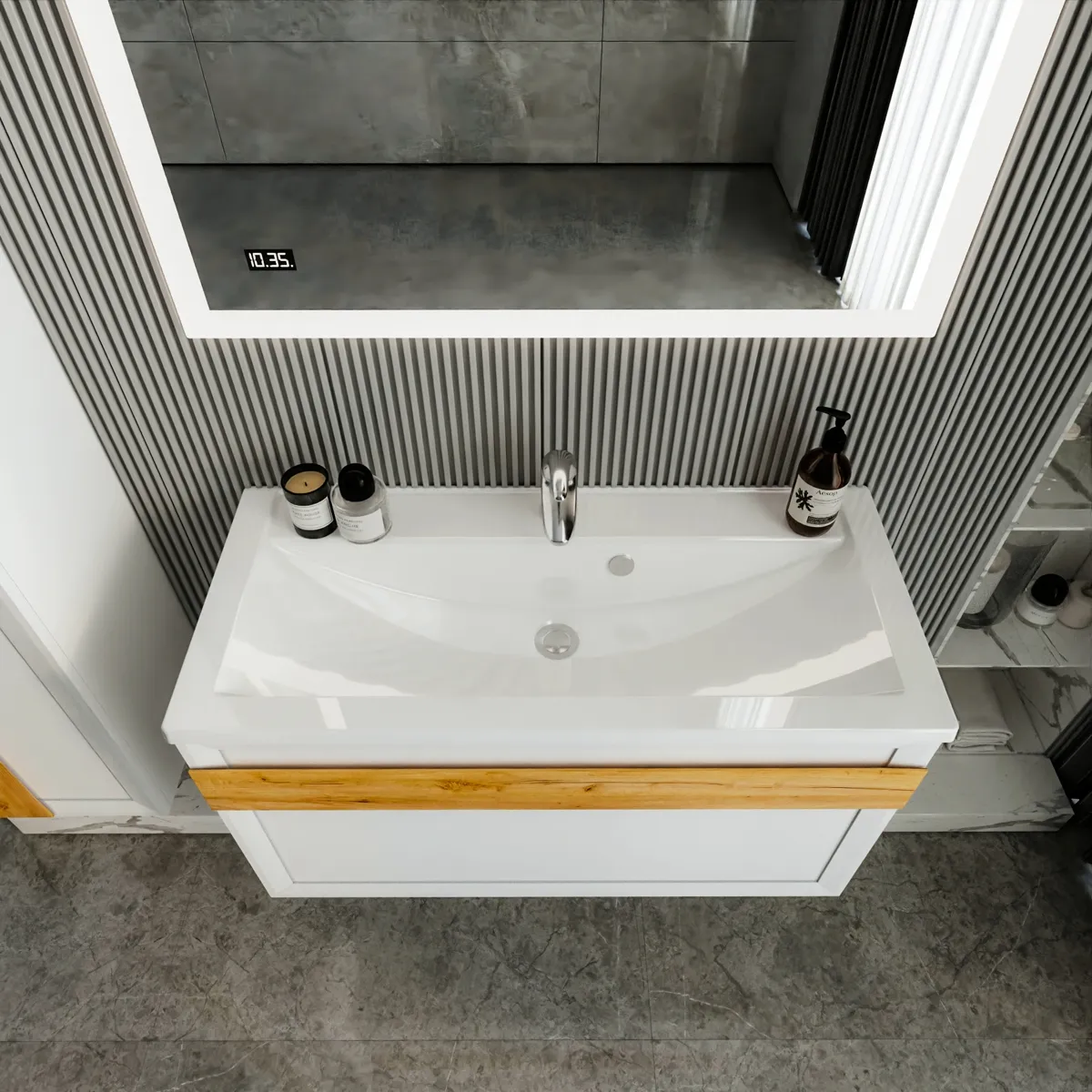 Тумба под раковину подвесная Бриклаер БЕРЛИН белый , 100 см