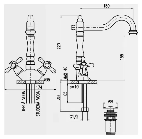 Смеситель для раковины Rav Slezak Morava MK521.5/8