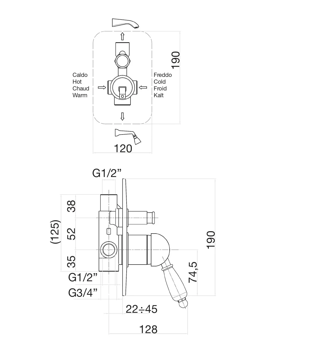 Смеситель для душа Fiore IMPERIAL 83OO5134, золото