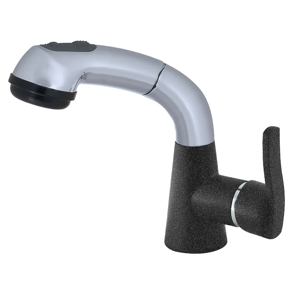 Смеситель для кухни с выдвижным изливом и режимом душ GranFest 3773, графит