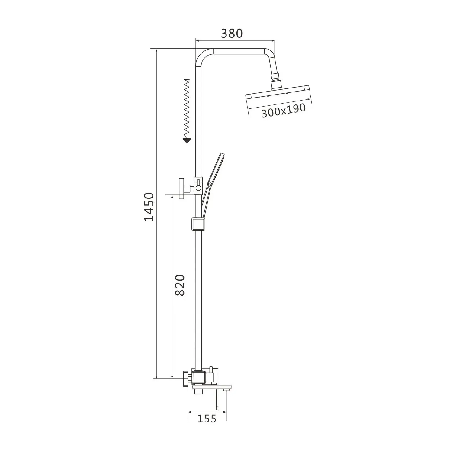 Душевая система Shevanik S8536T, оружейная сталь