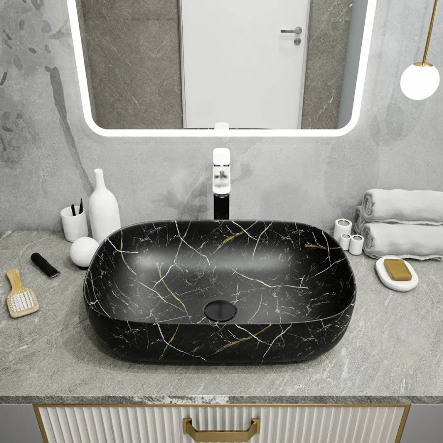 Раковина чаша Maretti FL13NS66-560MR, черный мрамор