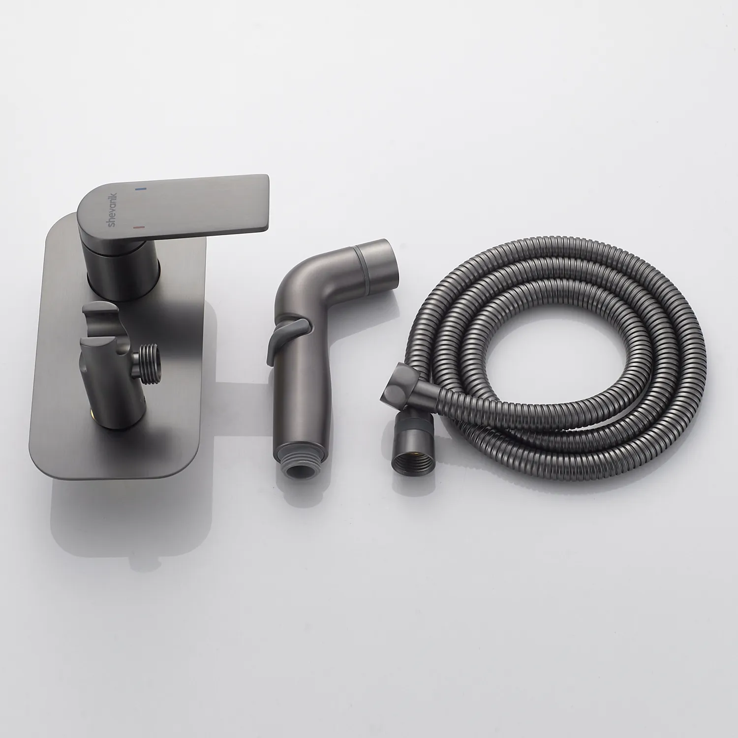 Гигиенический душ со смесителем Shevanik S4105T, оружейная сталь