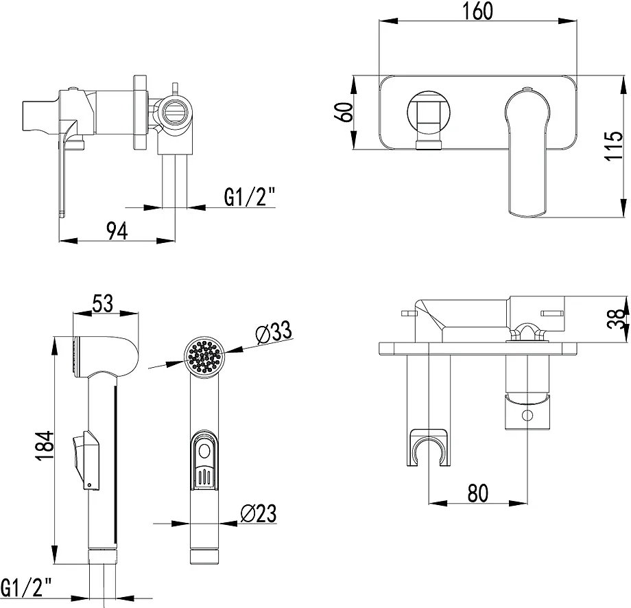 Смеситель гигиенический душ Lemark Plus Grace (LM1519C)