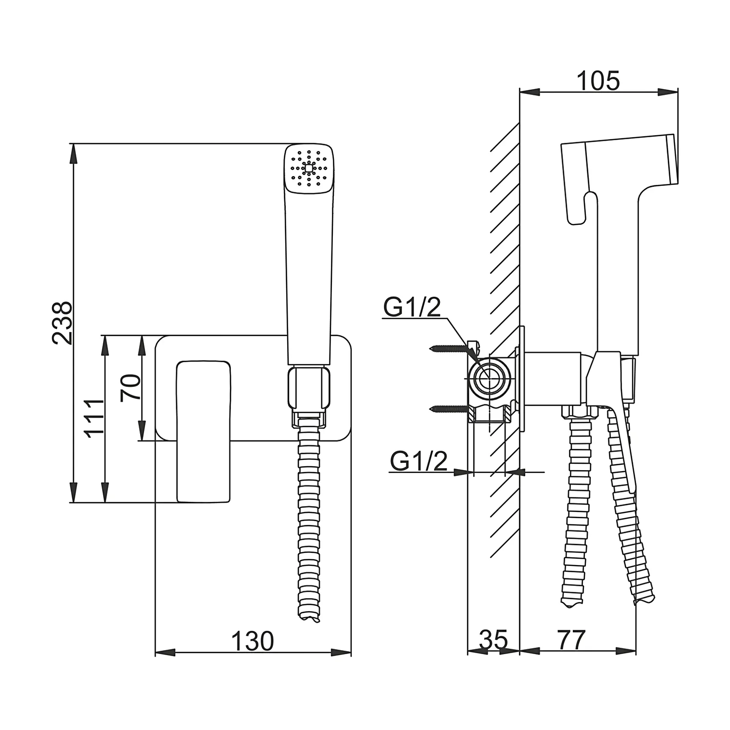 Гигиенический душ со смесителем FRAP F2084, хром