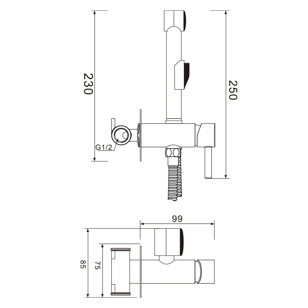 Гигиенический душ со смесителем WesnaArt EKO EKO05-410Black, черный