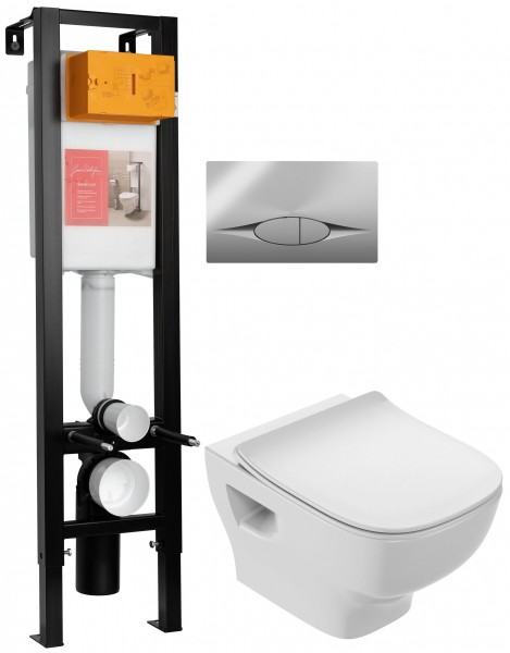 Комплект унитаз с инсталляцией, кнопкой и сиденьем микролифт Jacob Delafon Struktura E21754RU-00