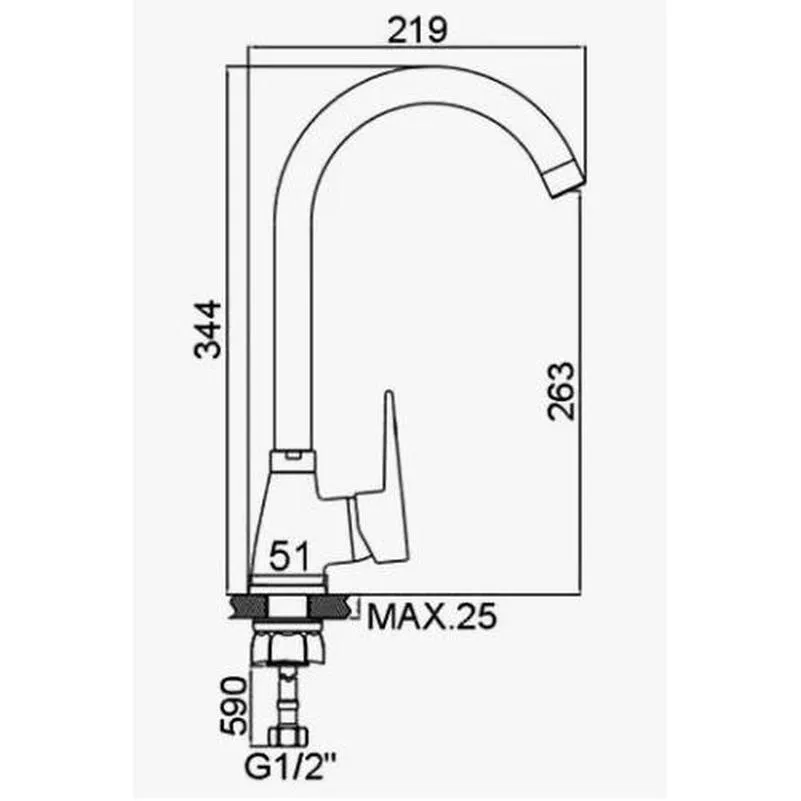 Смеситель для кухни D-Lin D150362, хром