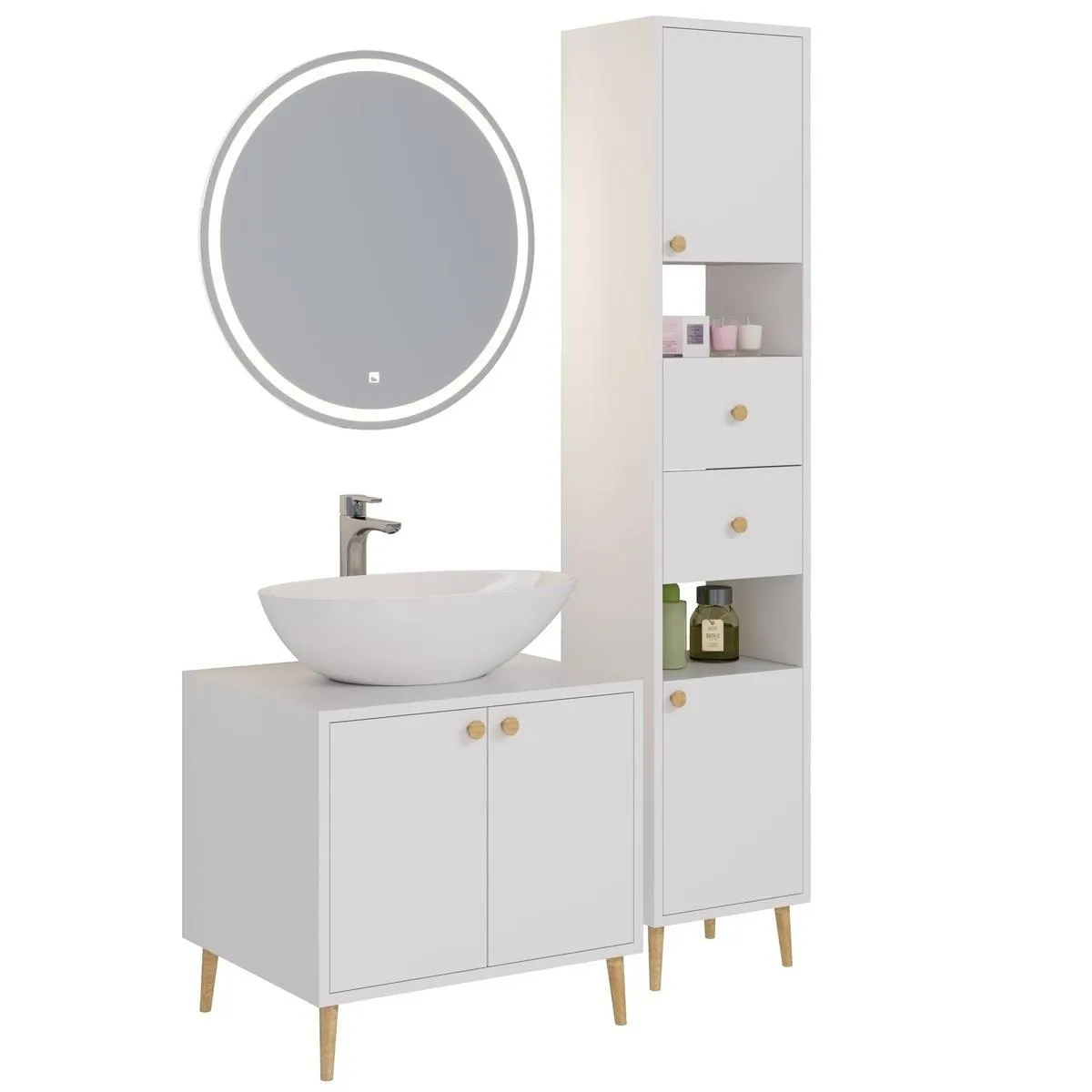 Тумба с раковиной напольная Dreja Luno 60 см, белый