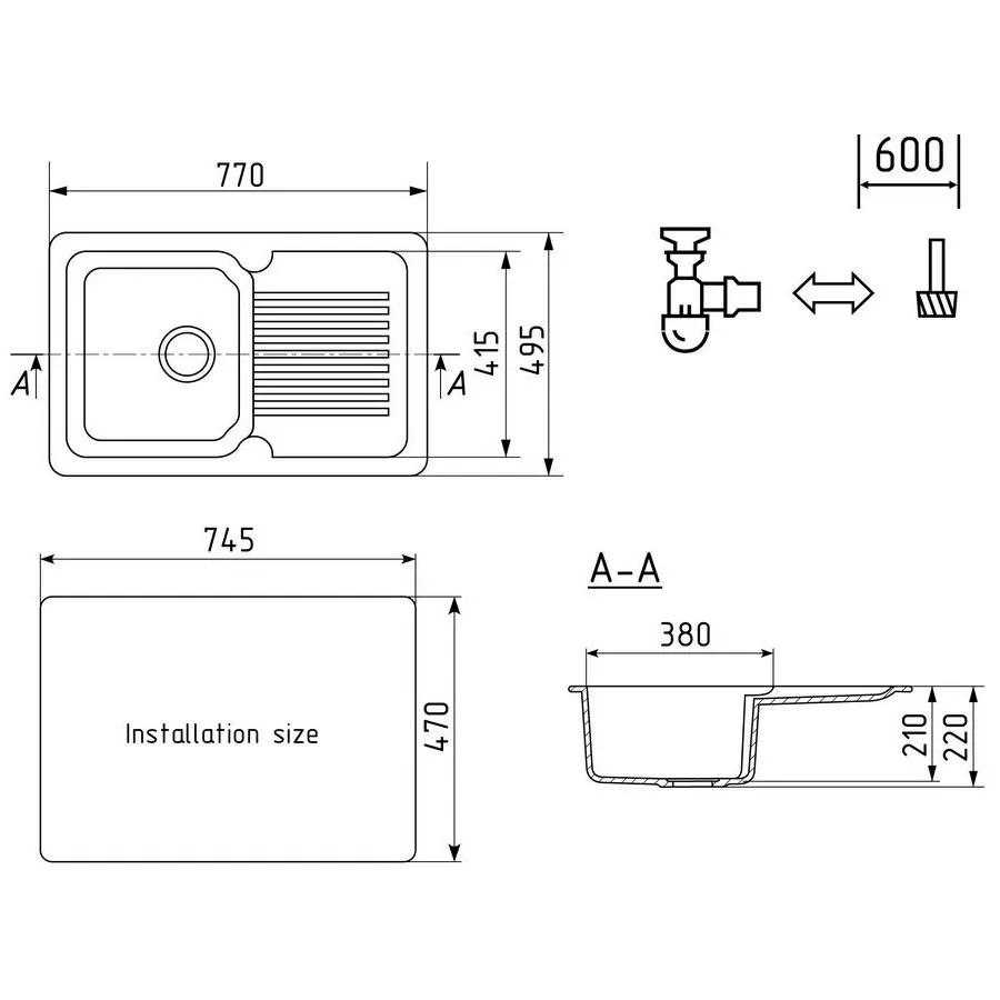 Кухонная мойка Ulgran U-506-307, терракот