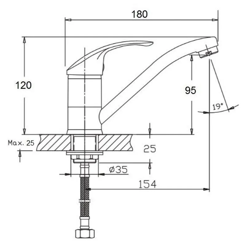 Смеситель для кухни D-Lin D151301, хром