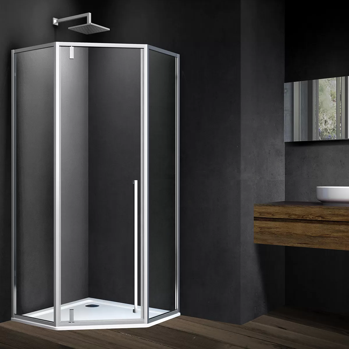 Душевой уголок Vincea Penta (VSP-3P100CL) 1000х1000 мм, хром, стекло прозрачное