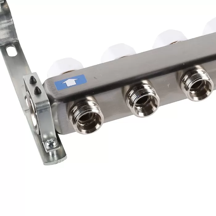 Коллектор Rommer 1"x3/4" на 10 контуров с запорными клапанами (нерж. сталь) (RMS-3200-000010)