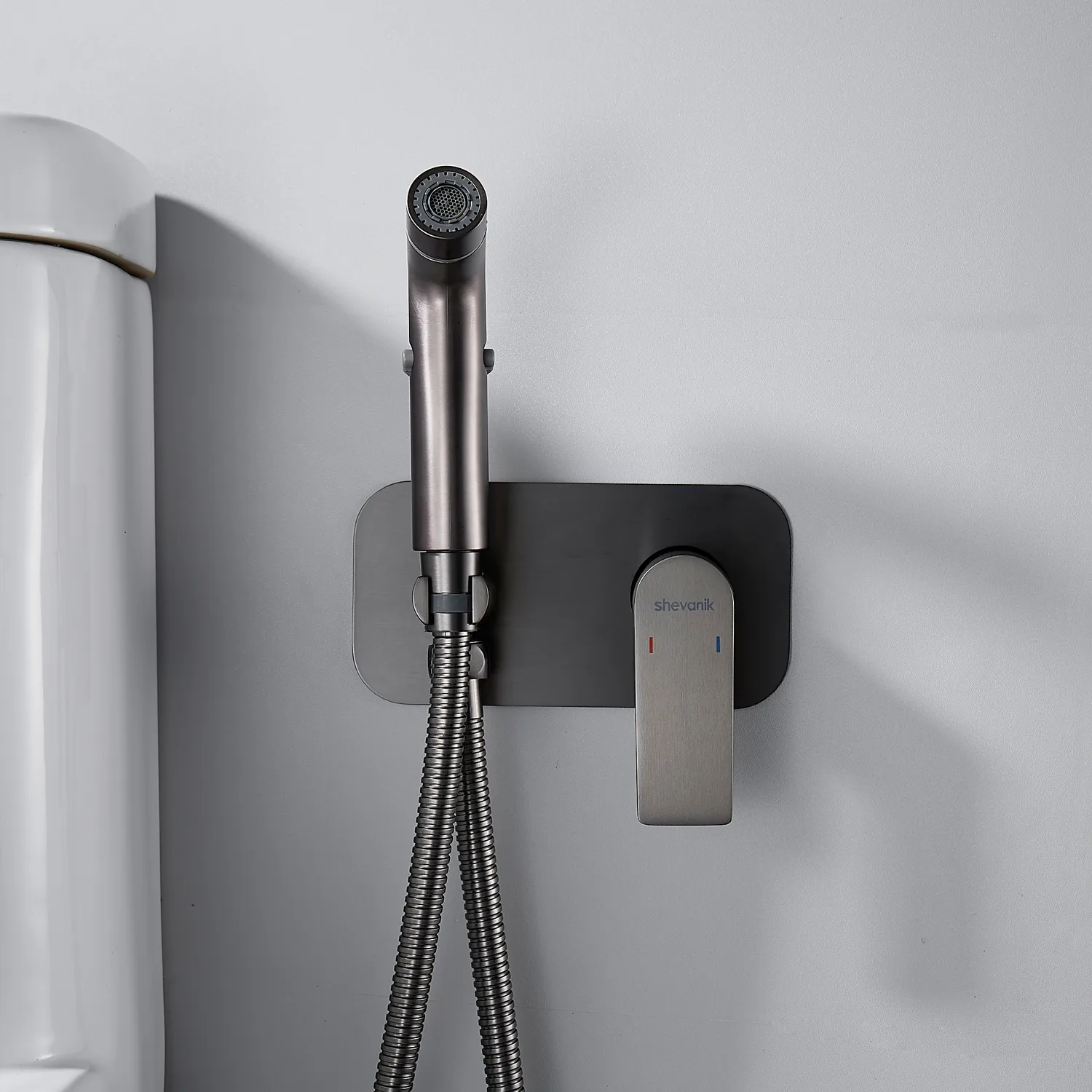 Гигиенический душ со смесителем Shevanik S4105T, оружейная сталь