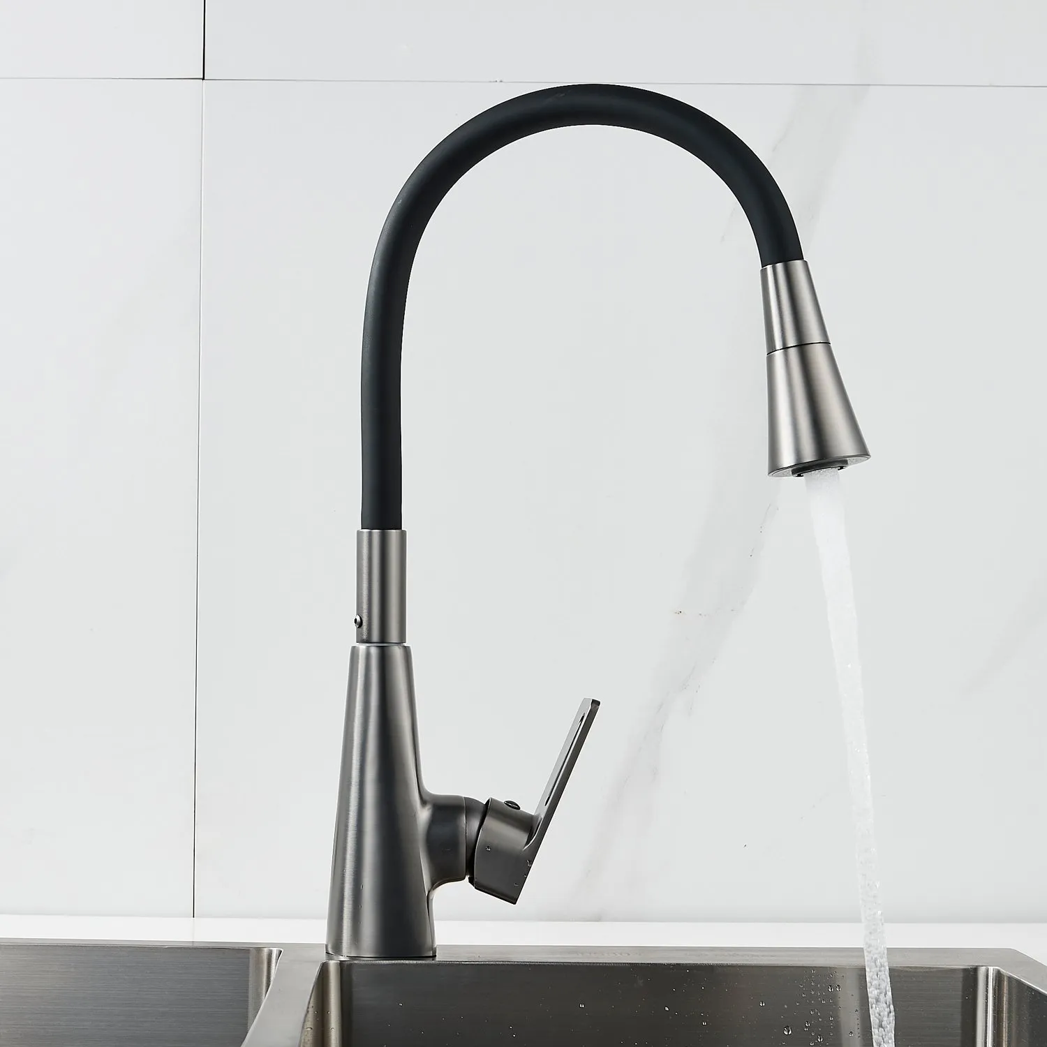 Смеситель для кухни с гибким изливом Raffine F313T-3, оружейная сталь