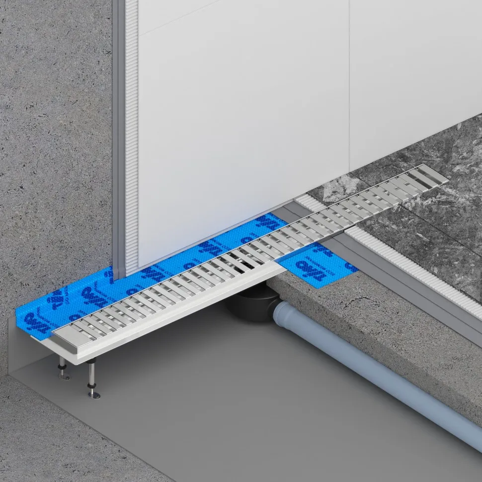 Душевой лоток TIMO Drain System 900 с вставкой "lines", Сатин (DS230109/01)