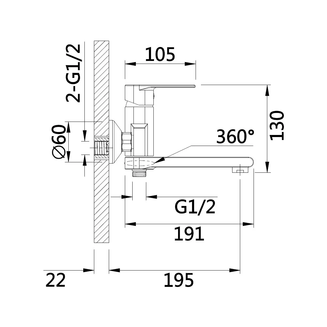 Смеситель для ванны D-Lin D130363-A, черный