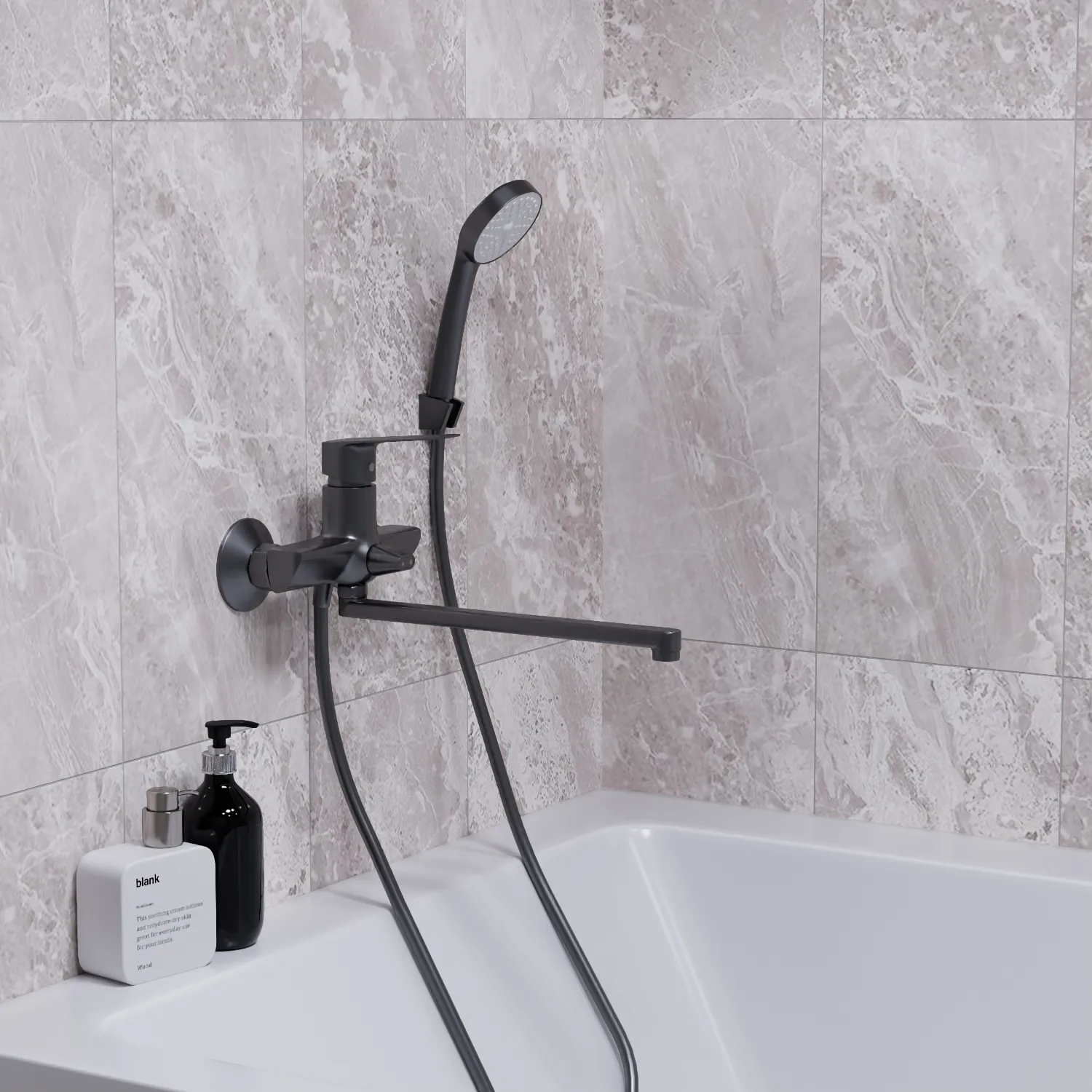 Смеситель для ванны и раковины 35k MIXLINE МЛ15-02 (ML15-02GR) ГРАФИТ (556669)