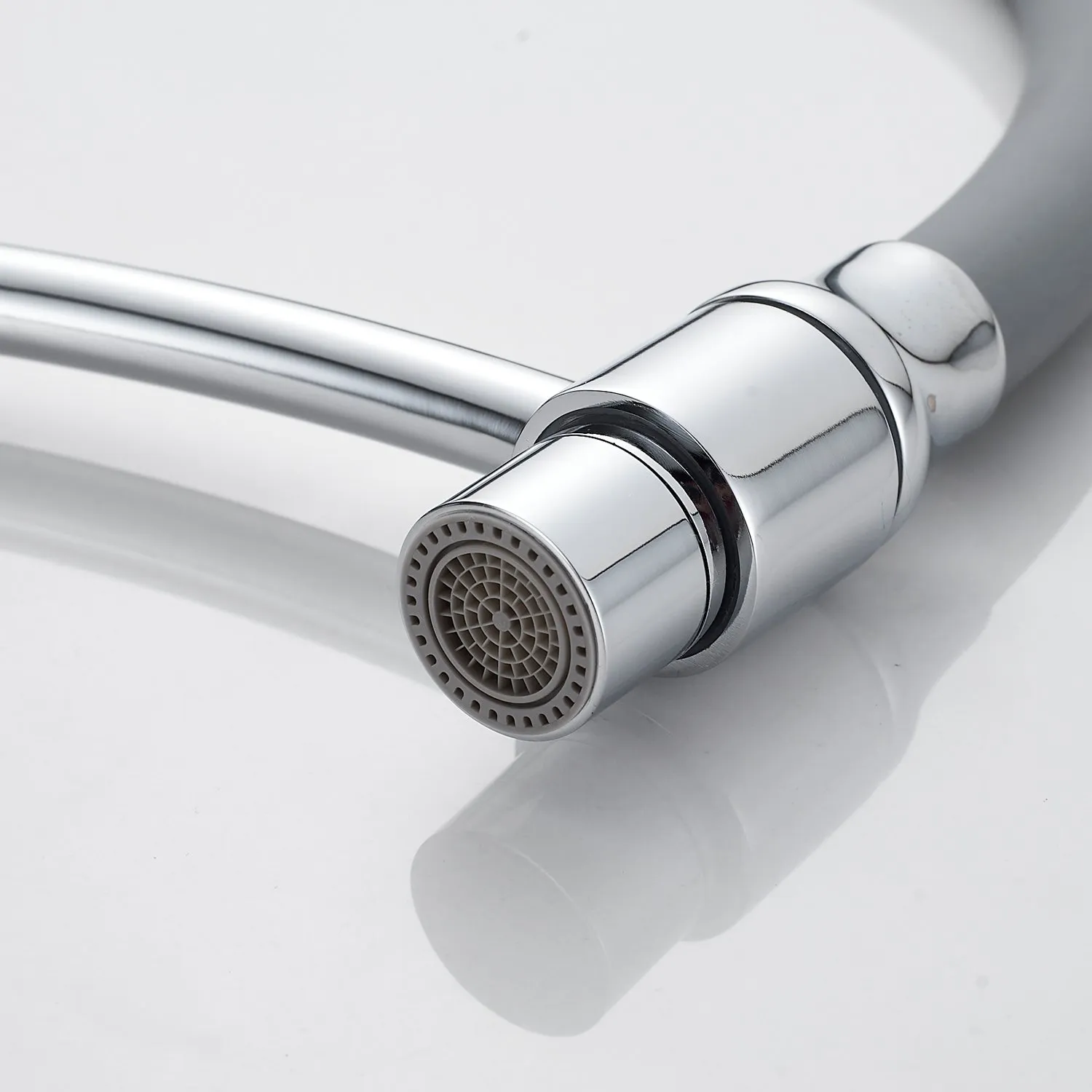 Смеситель для кухни с гибким изливом Shevanik S743-9, хром/серый