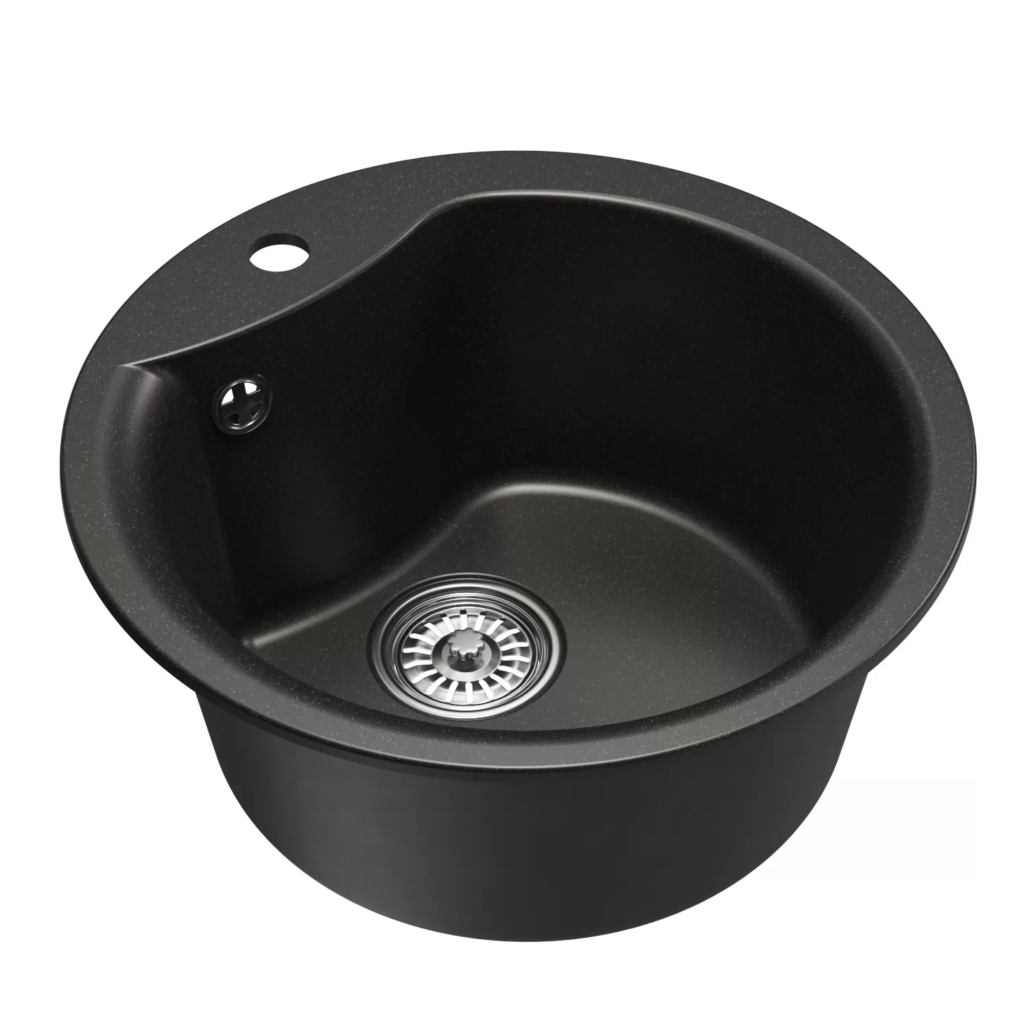 Мойкa MIXLINE ML-GM12 круглая  ультра-черная (344) 480мм (глуб. чаши 210) NEW (551841)
