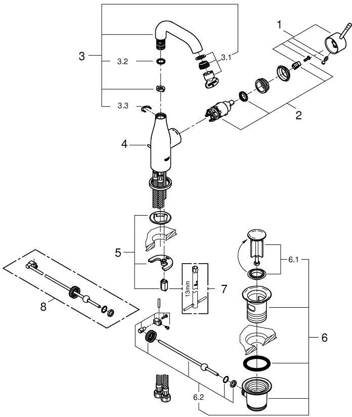 Смеситель для раковины GROHE Essence New стандартный, хром (арт. 23462001)