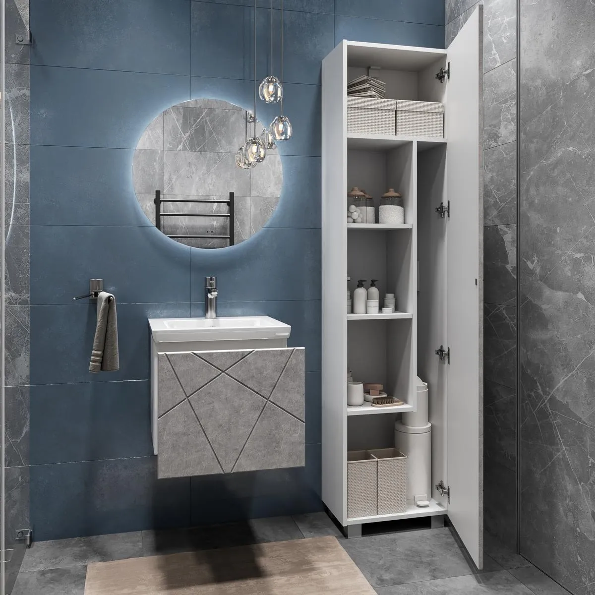 Тумба с раковиной подвесная VIGO Geometry 032 бетон, 50 см