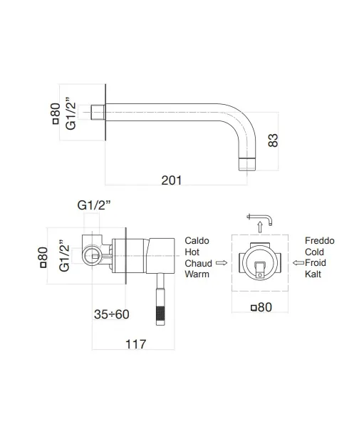 Смеситель для раковины Webert Rimini RI830606010, золото