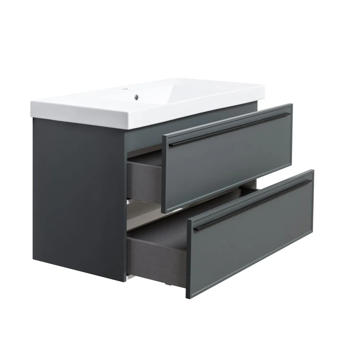 Тумба под раковину подвесная La Fenice Elba TWIN FNC-01-ELB-G-100-2, серо-зеленая