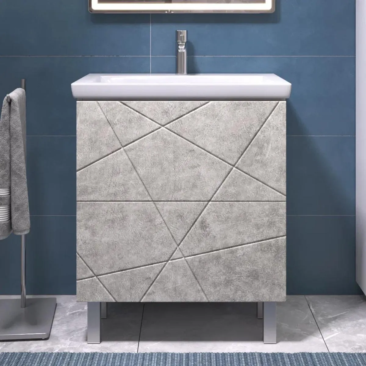 Тумба с раковиной напольная VIGO Geometry 016 бетон, 70 см