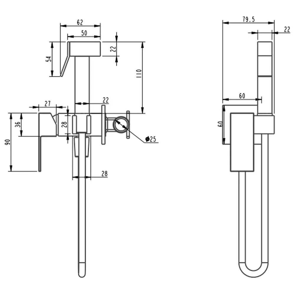 Гигиенический душ со смесителем встраиваемый Grocenberg GB007GO, золото