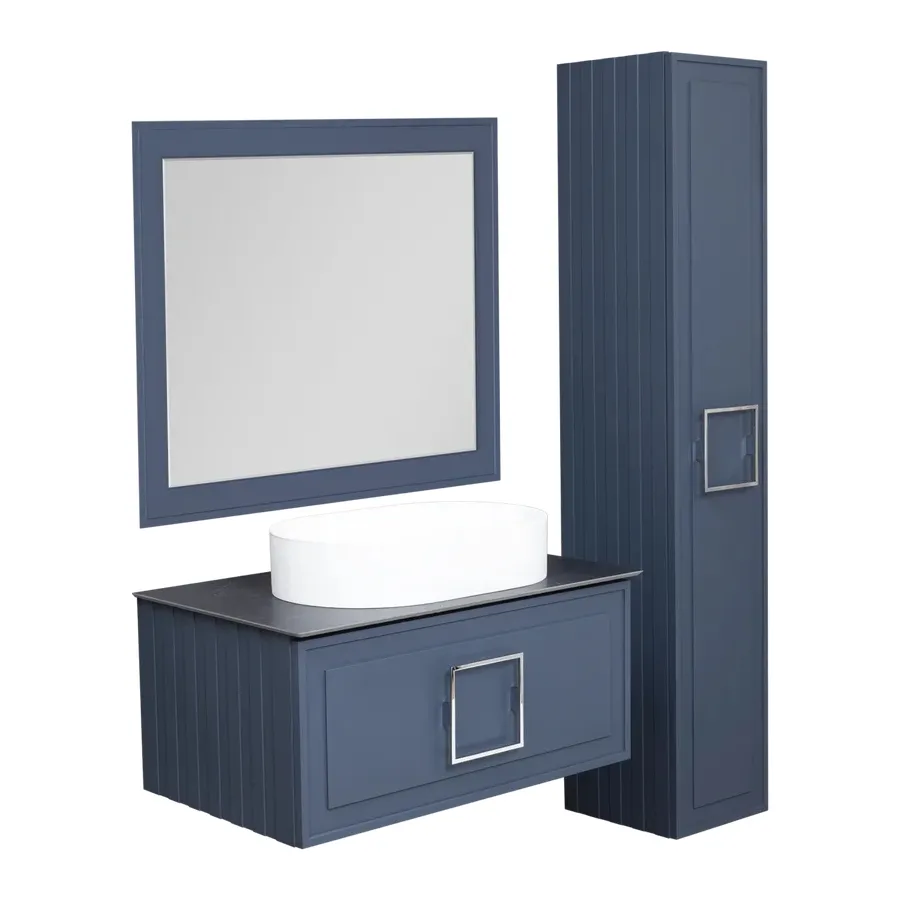 Зеркало с подсветкой La Fenice Cubo Blue Grigio 80х60, синее