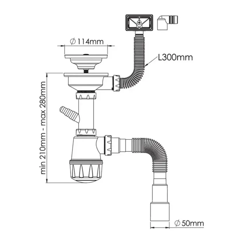 Сифон для кухонной мойки с переливом Nova NV1035