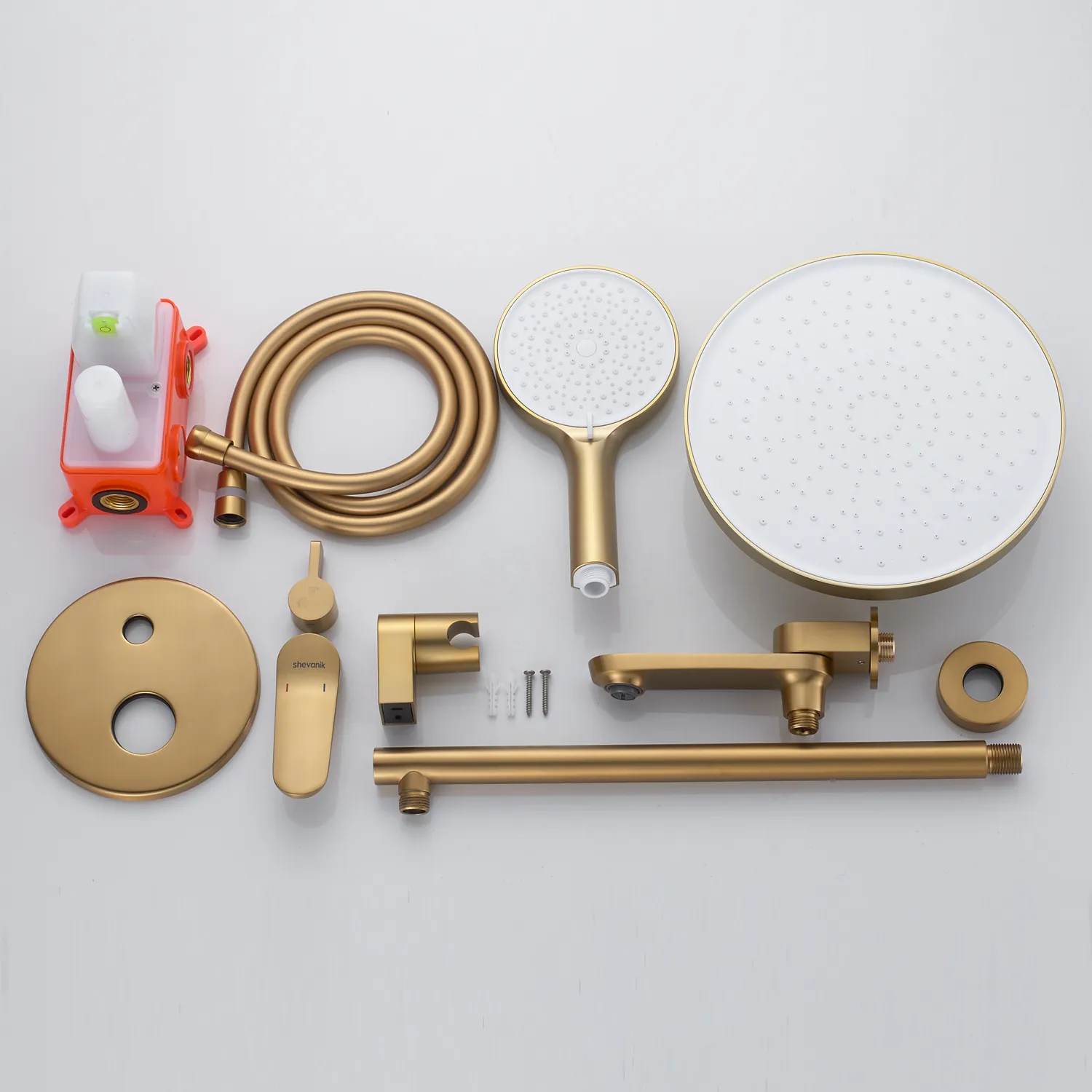 Душевая система встраиваемая Shevanik S4335G, золотой сатин