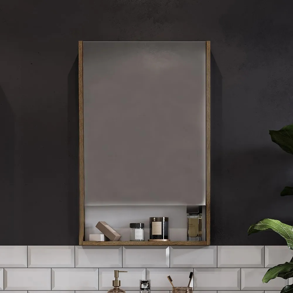 Зеркальный шкаф Aquaton Сканди 55 белый, дуб рустикальный 1A252102SDZ90