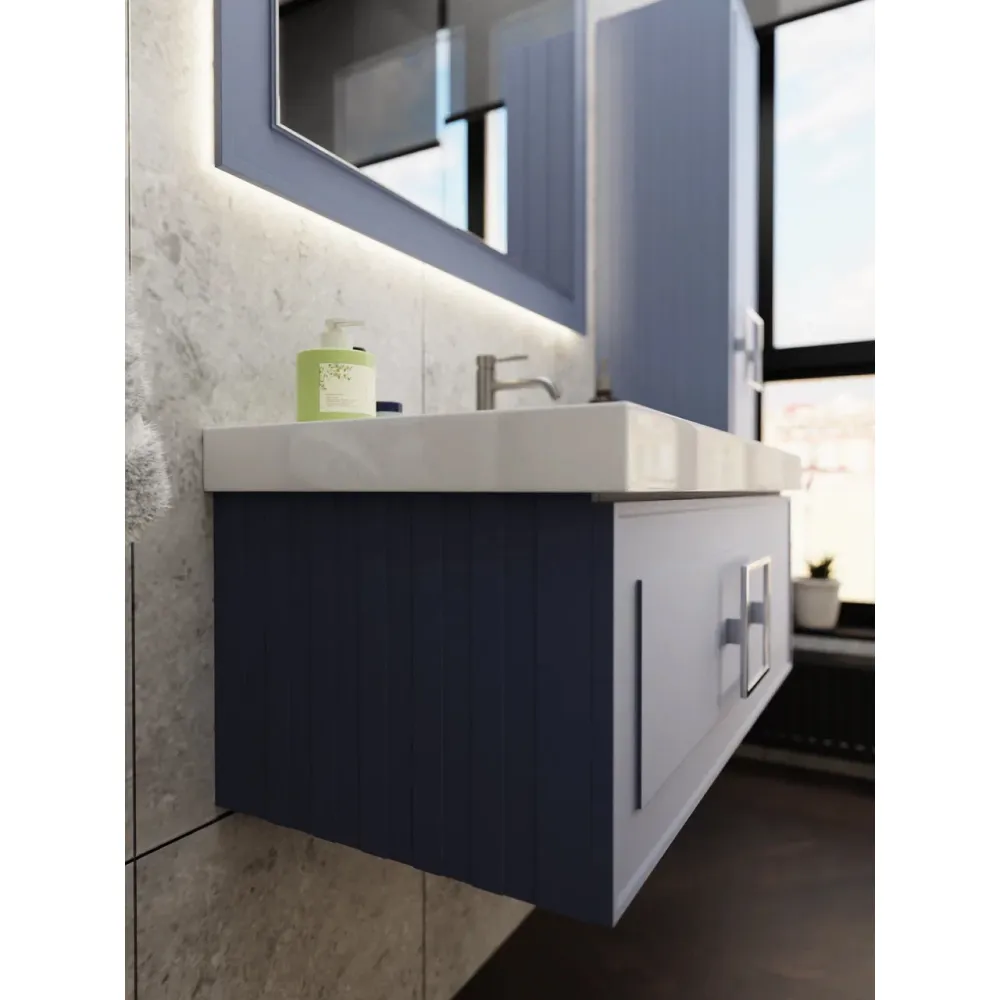 Тумба под раковину подвесная La Fenice Cubo FNC-01-CUB-BG-100, синяя