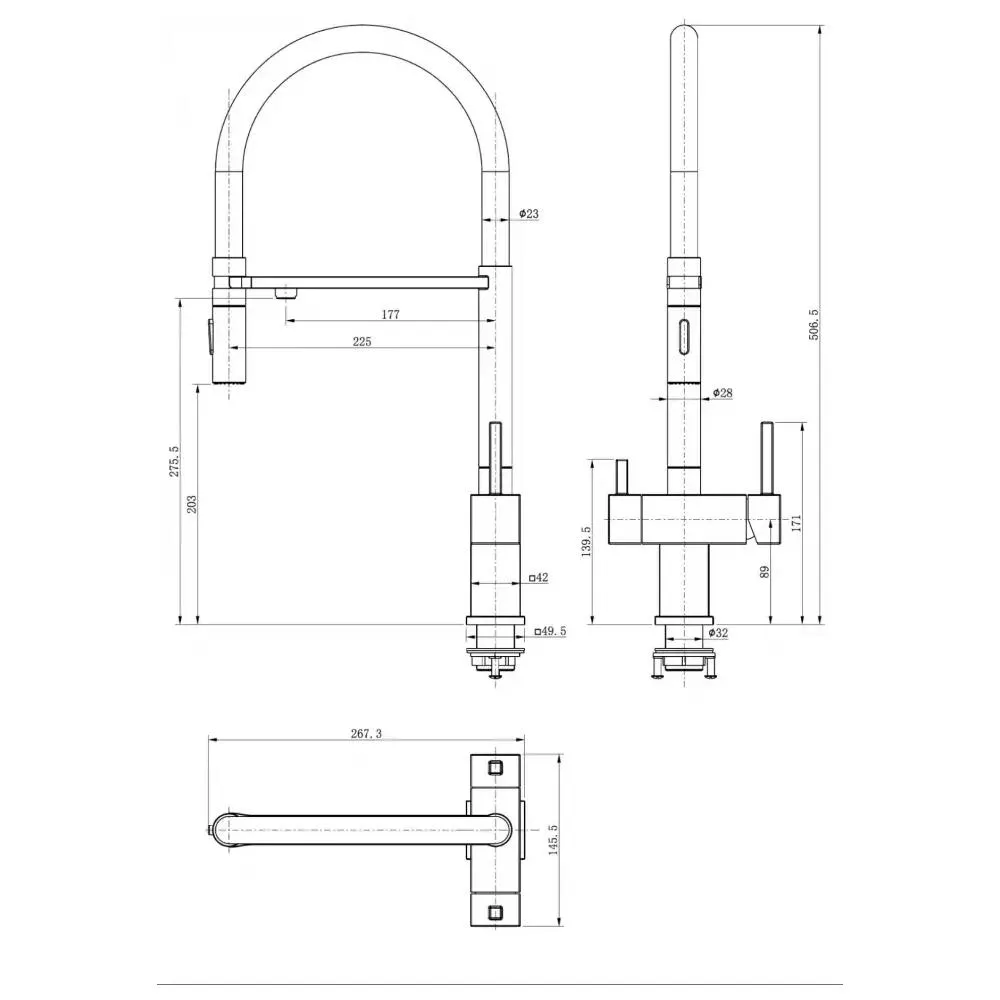 Смеситель для кухни с гибким изливом и подключением фильтра Grocenberg GB4098NK, никель