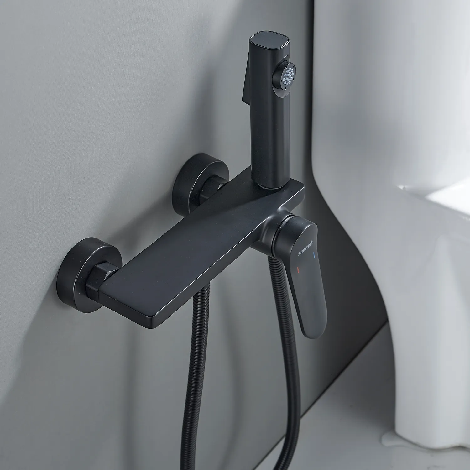 Гигиенический душ со смесителем Shevanik S4305H-1, черный