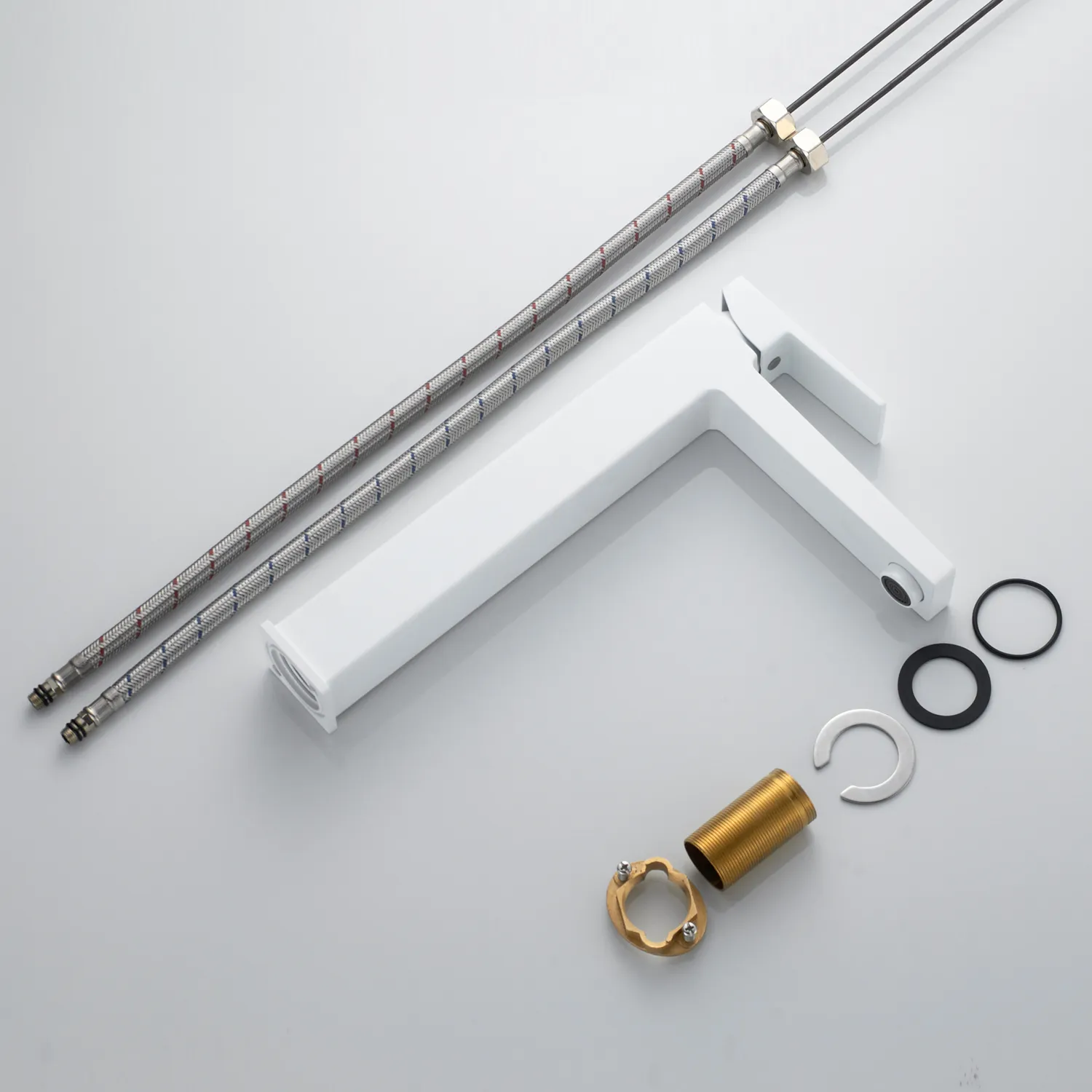 Смеситель для раковины высокий Rose R2811C, белый