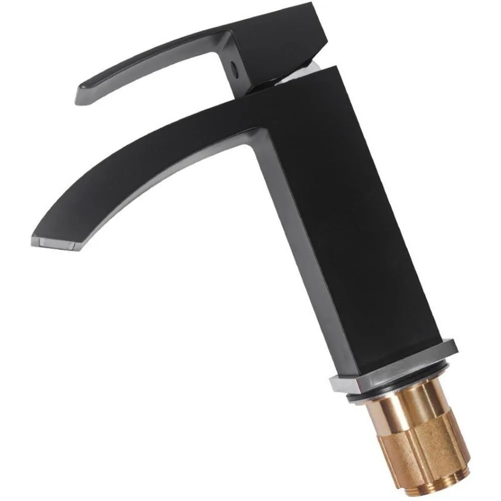 Смеситель для раковины Hansberge H1077BC, черный/хром