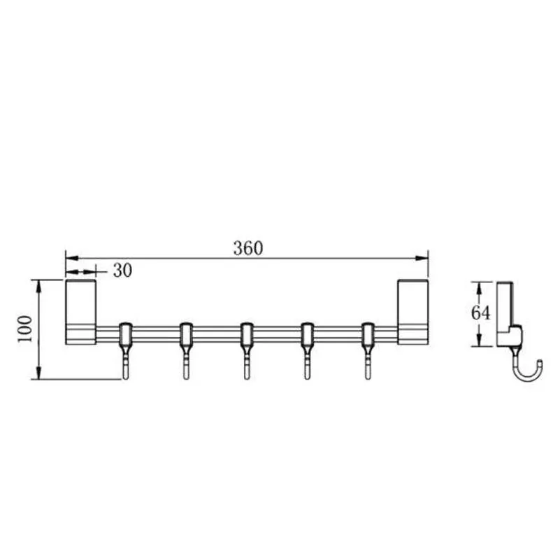 Планка с крючками для полотенец D-Lin D288330-5, хром