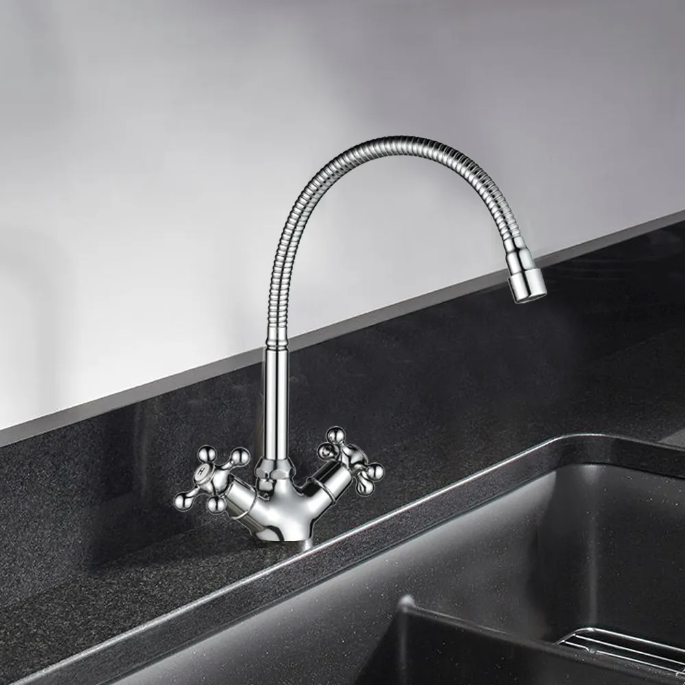 Смеситель для кухни с гибким изливом WesnaArt RASSVET, RAS02-180, хром