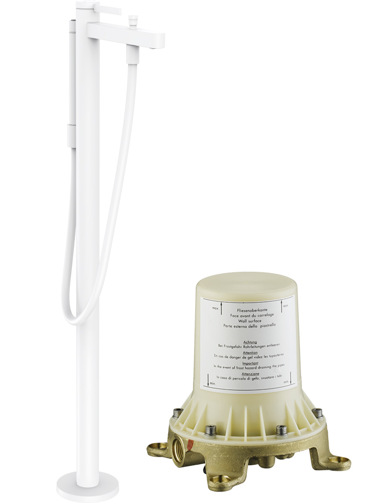 76445700S Set HG Finoris напольный смеситель для ванны (76445700+10452180), матовый белый