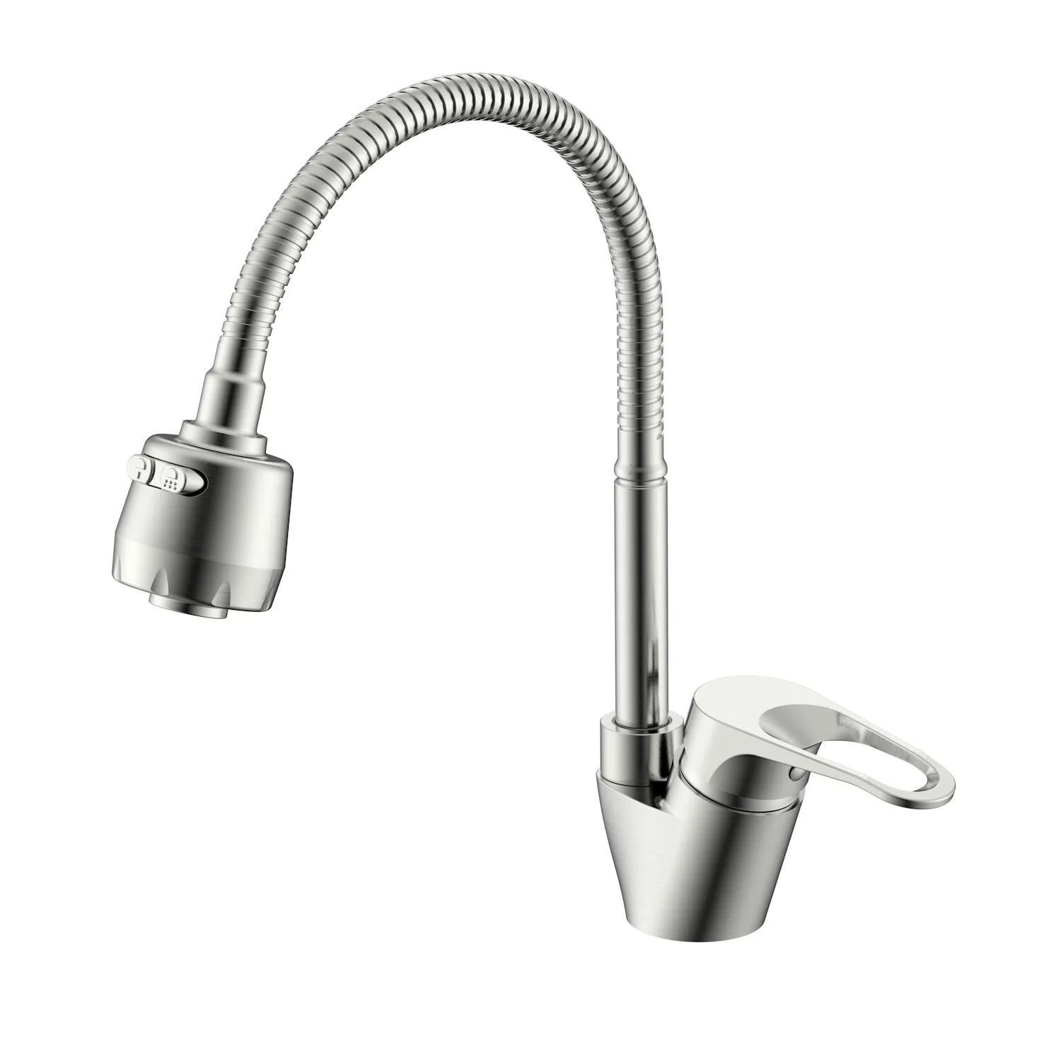 Смеситель Splenka S202.47.05 для кухни 2-х режимный гибкий поворотный излив, сатин